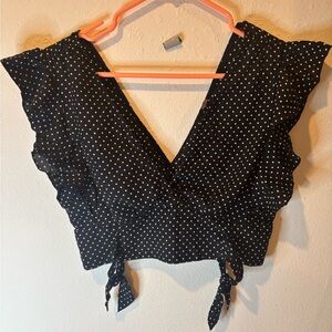 FP Movement by Free People Black and White Polka Dot Blouse